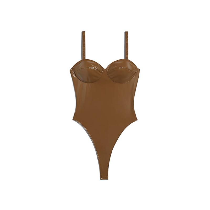 Ivy Park Latex Bodysuit Wild Brown | Size XS