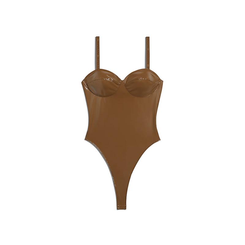 Ivy Park Latex Bodysuit Wild Brown | Size XS