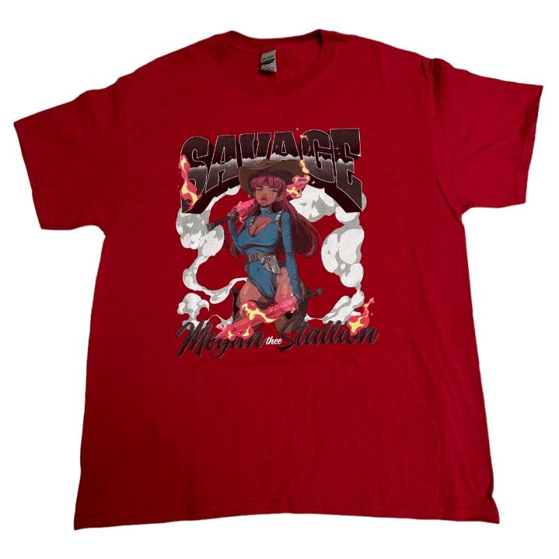 Savage Cowgirl Unisex T-Shirt Red | Size L Megan Thee Stallion